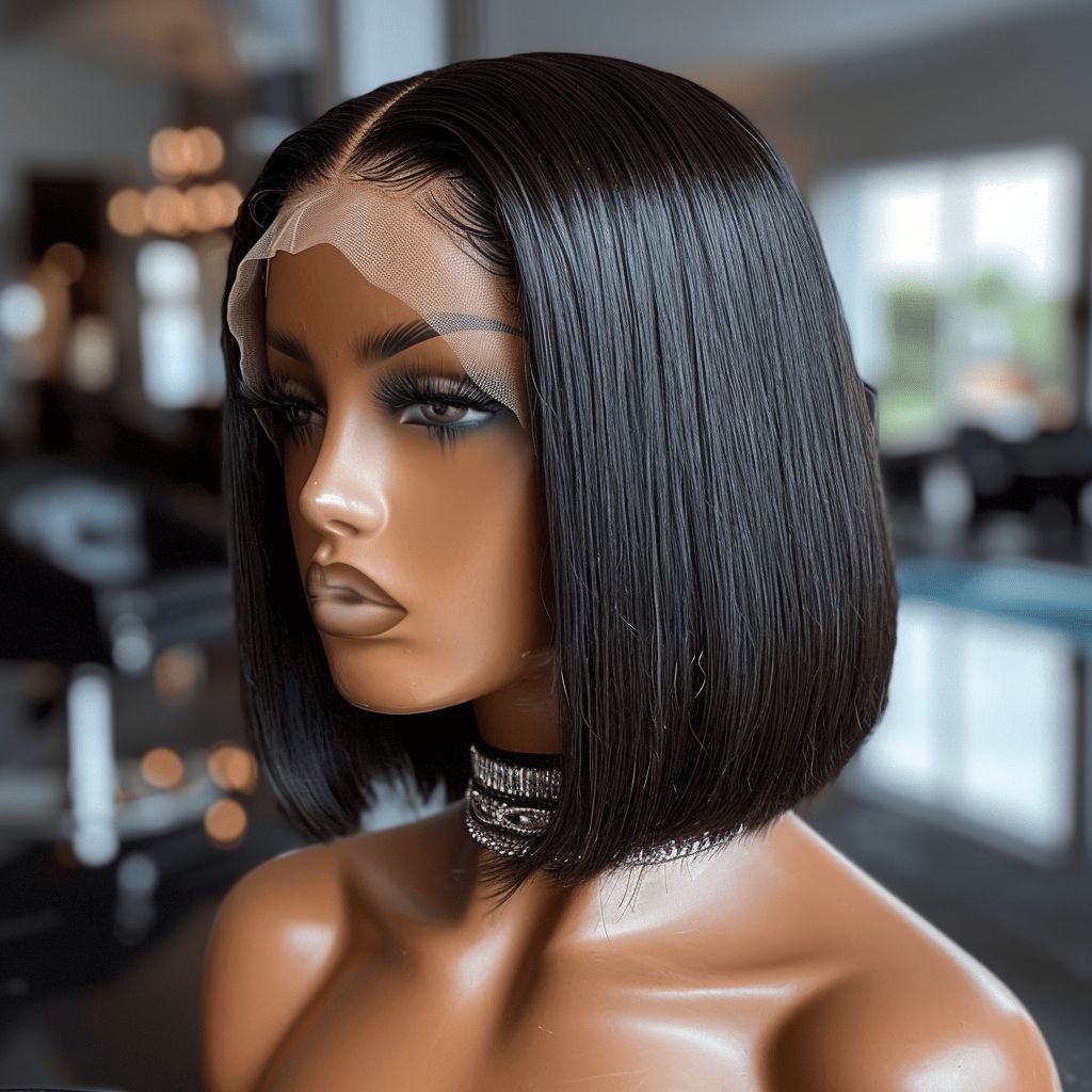 Human hair Bob Wigs Black